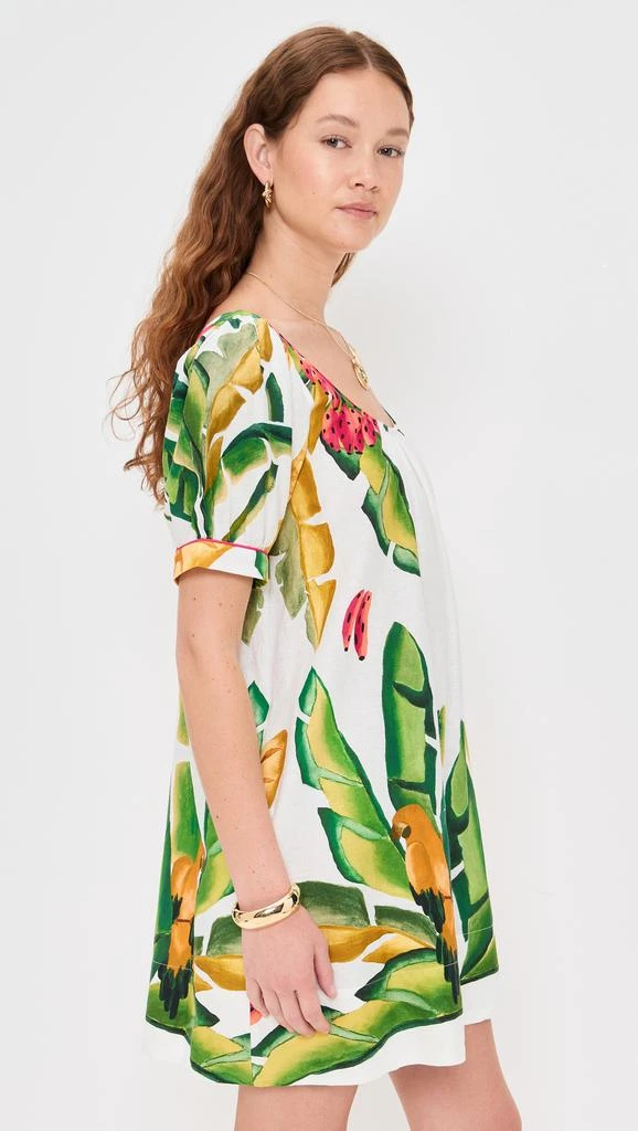 Farm Rio Summer Foliage Scarf Off-White Mini Dress 3