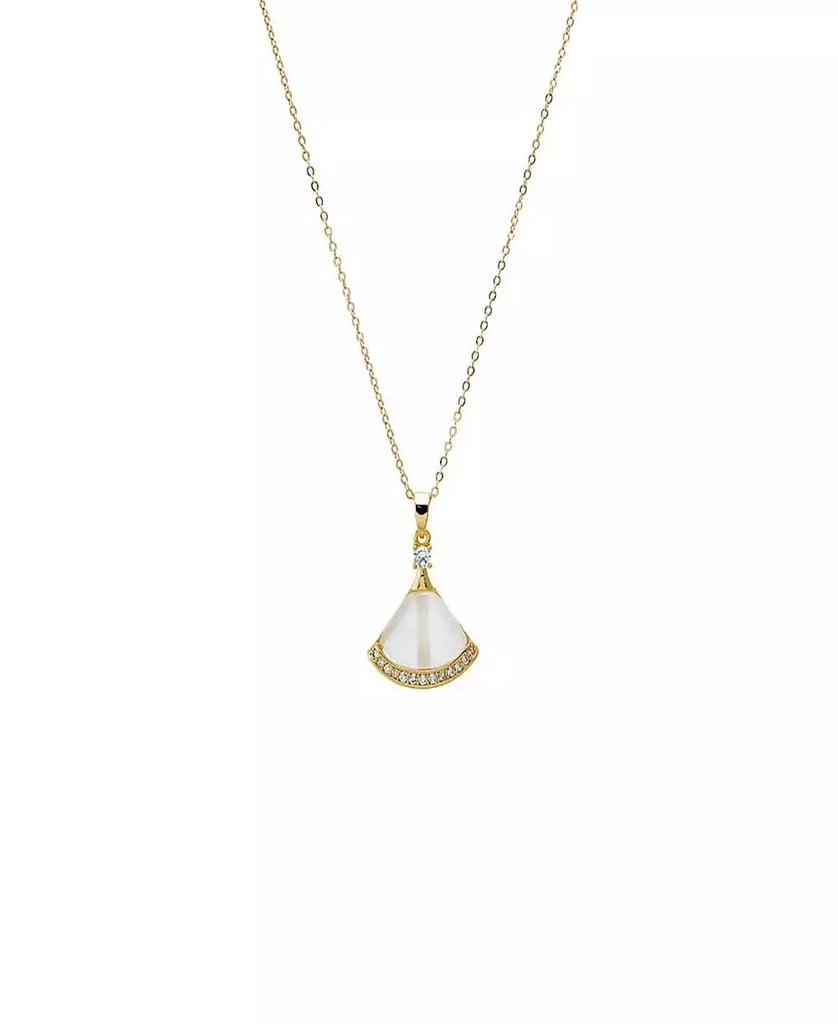 by Adina Eden Pave Mother Of Pearl Fan Shell Pendant Necklace