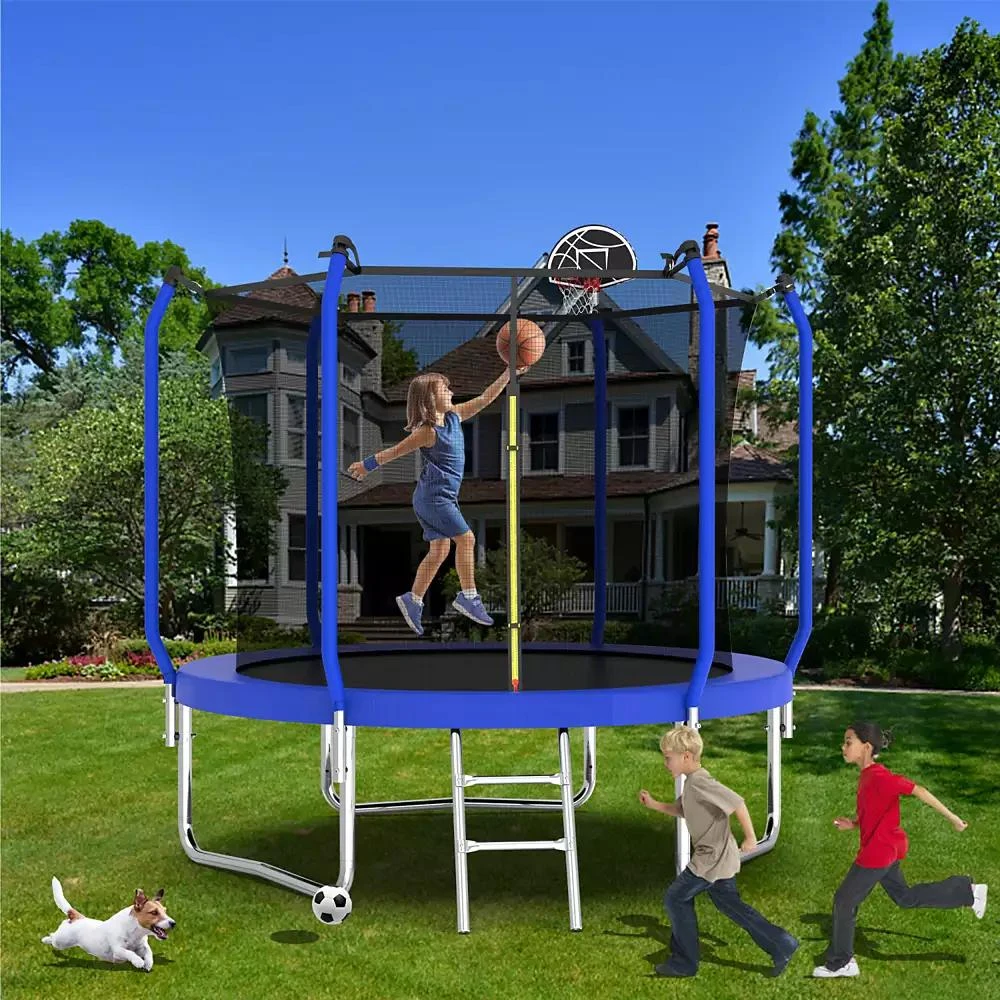 Streamdale Furniture Streamdale 8FT Blue Trampoline with Safety Net and Hoop 7