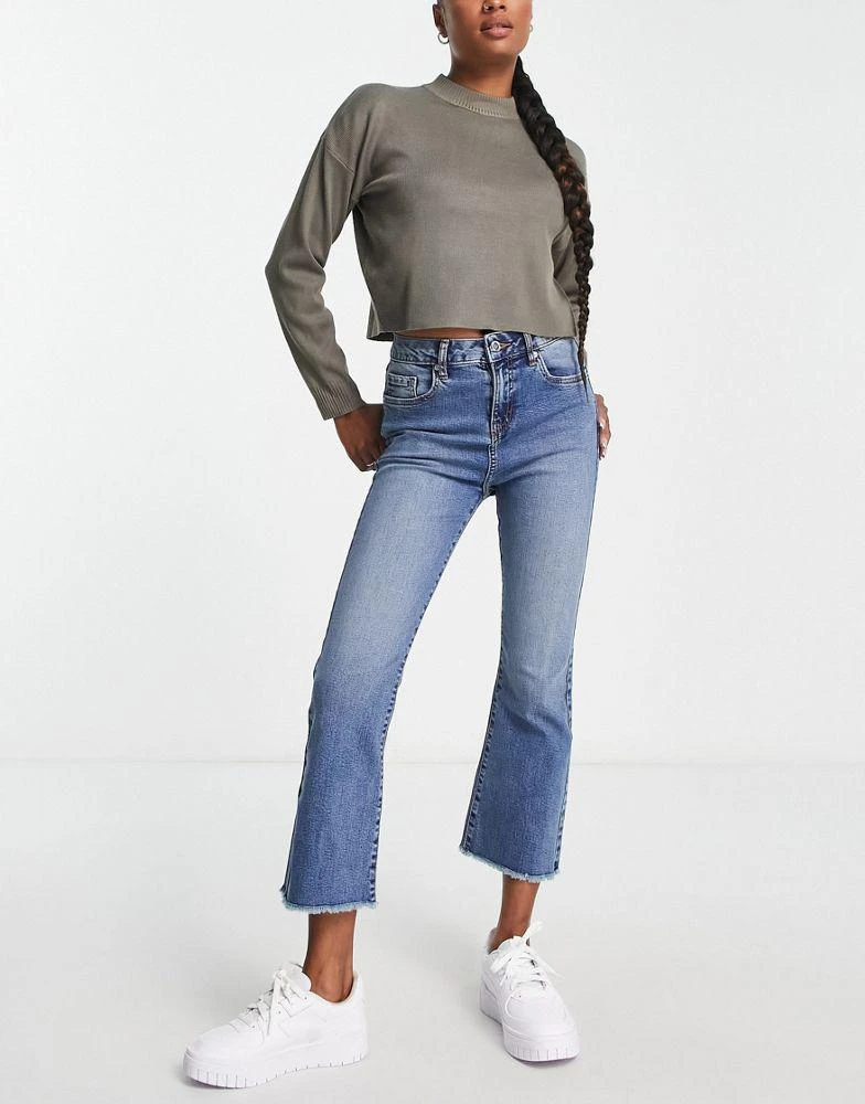 Miss Selfridge Miss Selfridge Petite cropped kickflare jean in mid wash 1