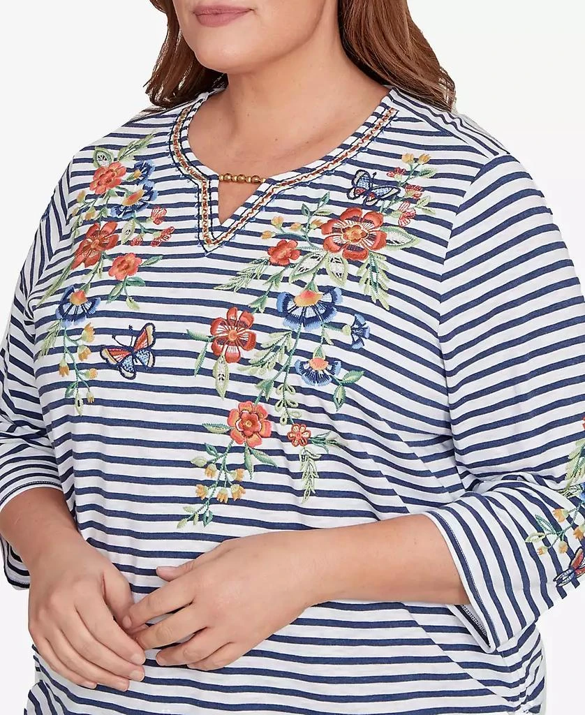 Alfred Dunner Plus Size Floral Stripe Top 5