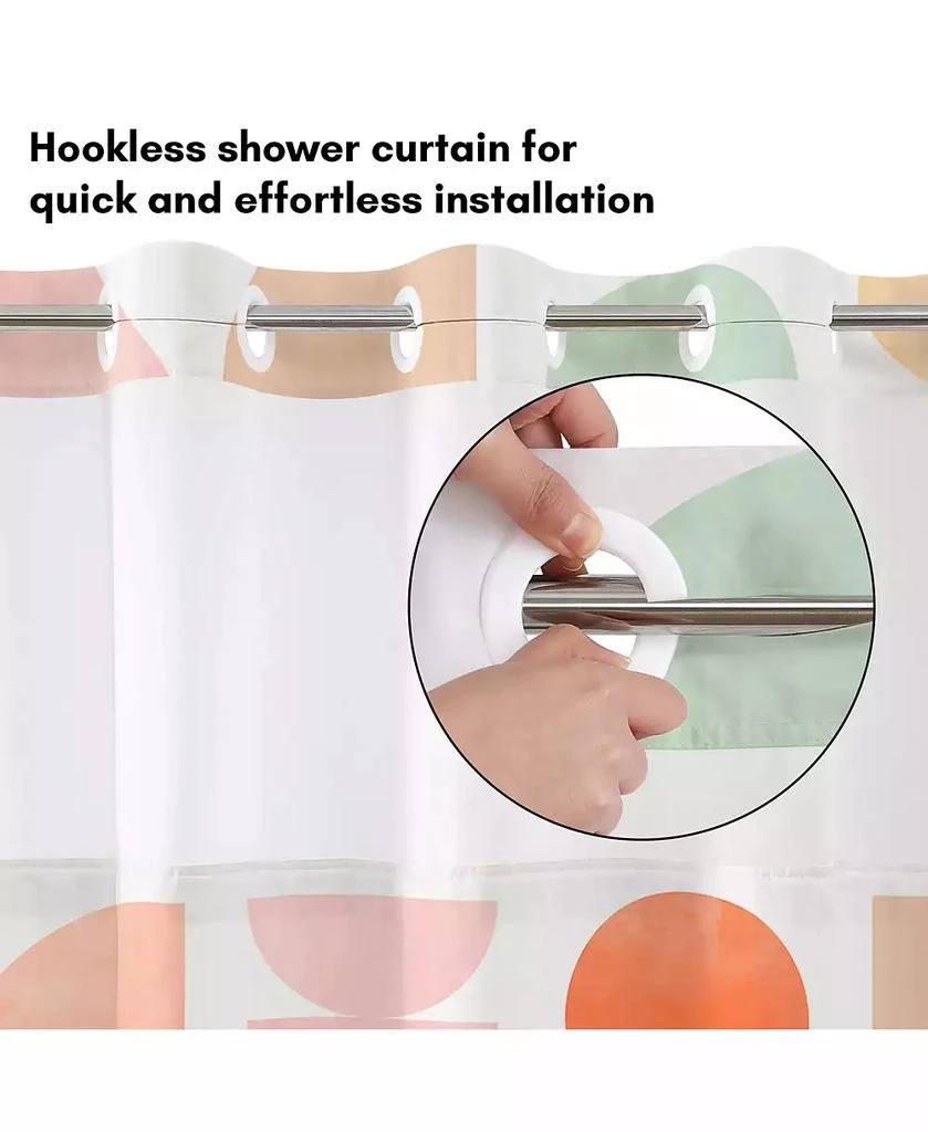 Americanflat 72x75 Hookless Shower Curtain - Abstract Orange Green Shower Curtain with Sheer Panel, Snap-In Liner, and Grommets - 100% Polyester 3