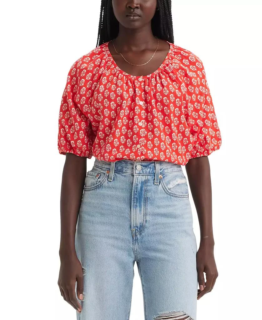 Levi's Women's Leanne Button-Front Puff-Sleeve Top 1
