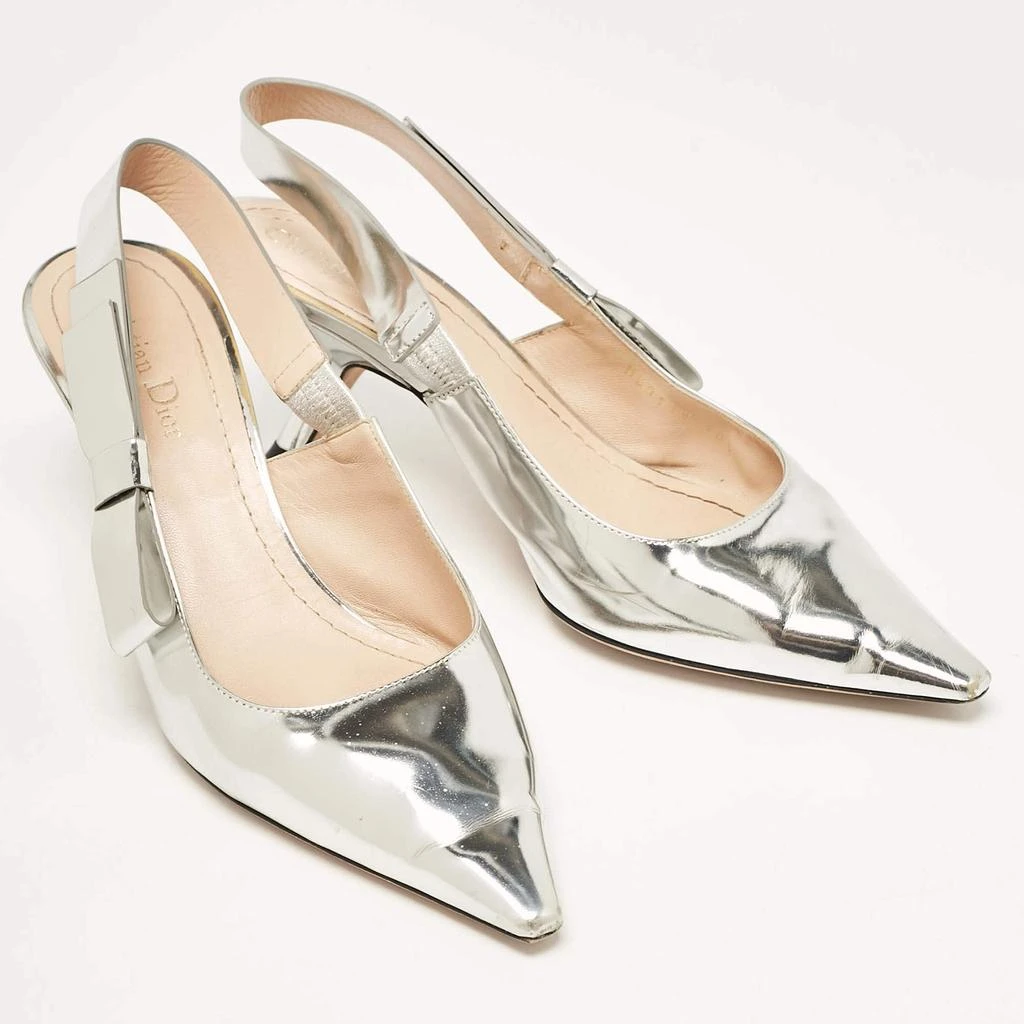 Dior Dior Silver Leather Sweet-D Slingback Pumps Size 40.5 4