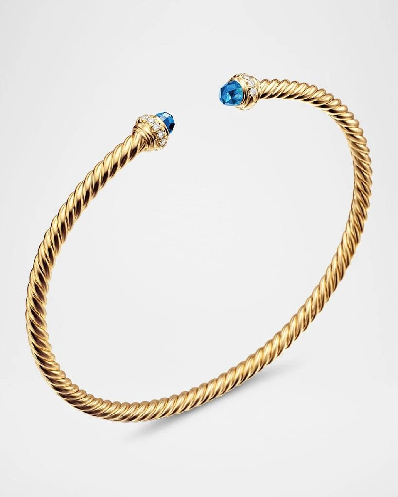 David Yurman Cablespira Bracelet with Gemstone in 18K Gold, 3mm 3