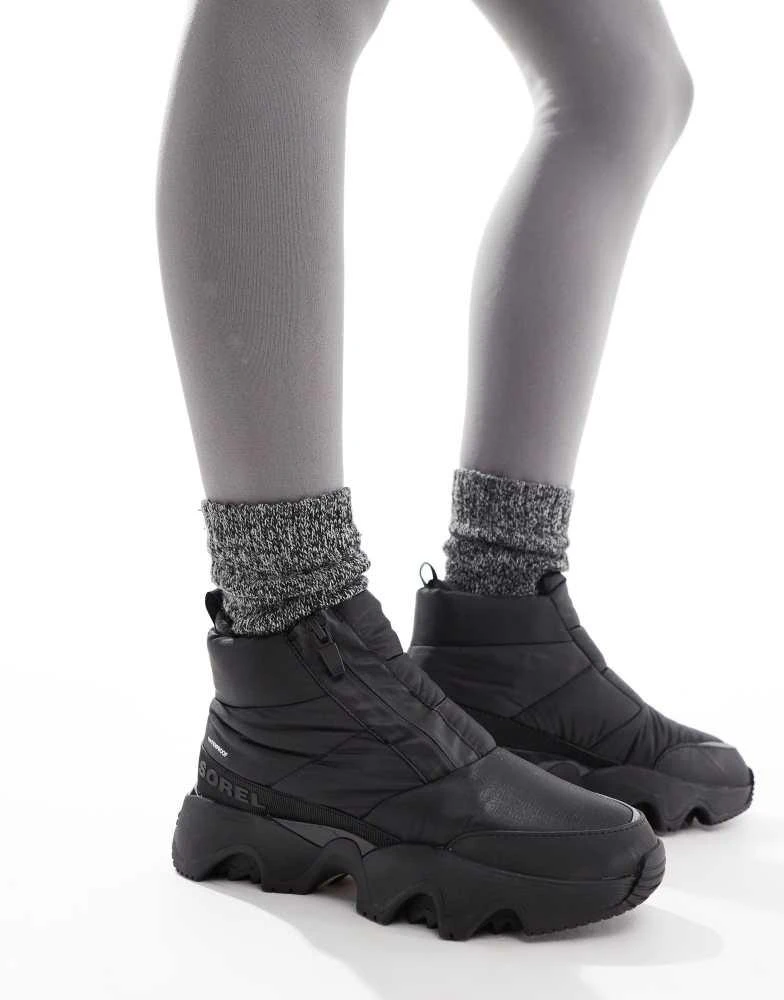 SOREL Sorel Kinetic Impact Puffy Zip WP waterproof puffer snow boots in black and sea salt 3