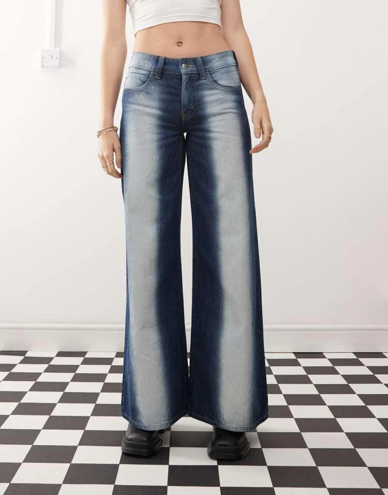 Cheap Monday Cheap Monday Poser mid rise wide leg skater jeans with extreme spray in rinse wash blue 4