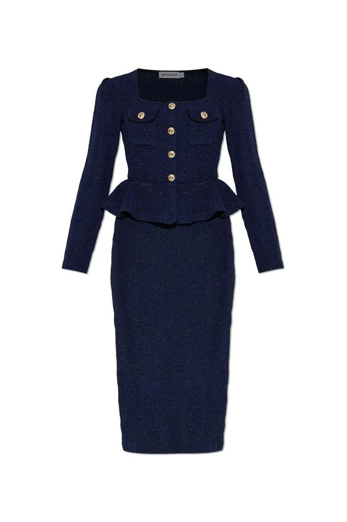 Self Portrait Self-Portrait Knitted Peplum Midi Dress 1