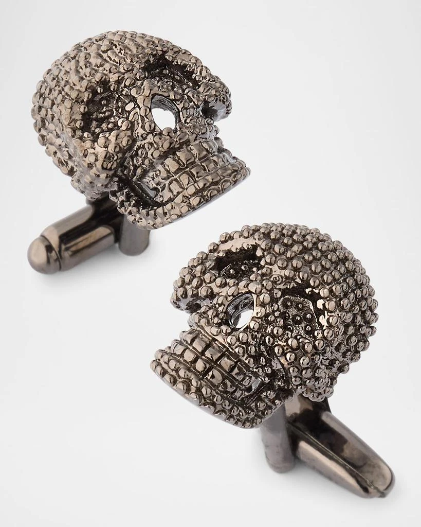 Link Up Men's Granulated Gunmetal Skull Cufflinks 3