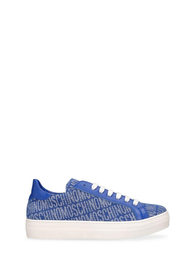 Moschino Leather 
Denim Lace-up Sneakers