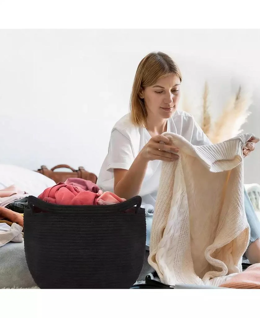 YIGII Cotton Rope Basket with Black Cat Design - Multi-Use Storage for Home, Office, Nursery 5