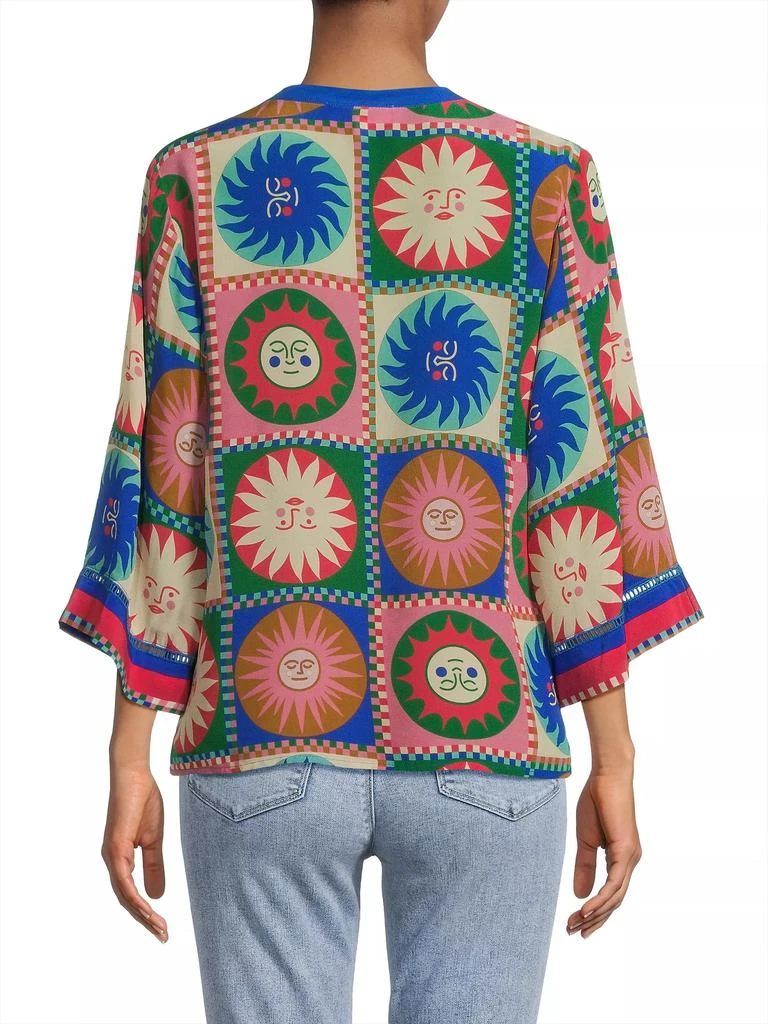 Johnny Was Lionora Front Tie Villa Silk Blouse 5