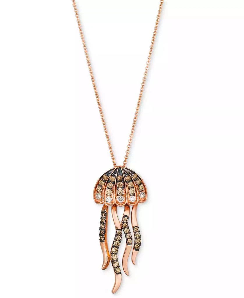 Le Vian Chocolatier® Chocolate Ombré Diamond 
Chocolate Diamond Jellyfish 20" Adjustable Pendant Necklace (3/8 ct. t.w) in 14k Rose Gold 1