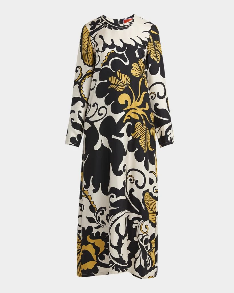 LA DOUBLE J Marea-Print Long-Sleeve Maxi Swing Dress 1