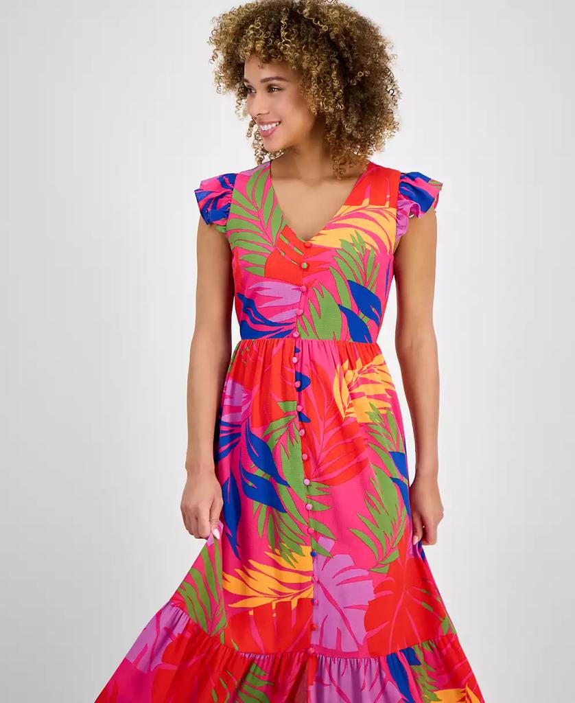 Sandra Darren Women's V-Neck Flutter-Sleeve Midi Dress