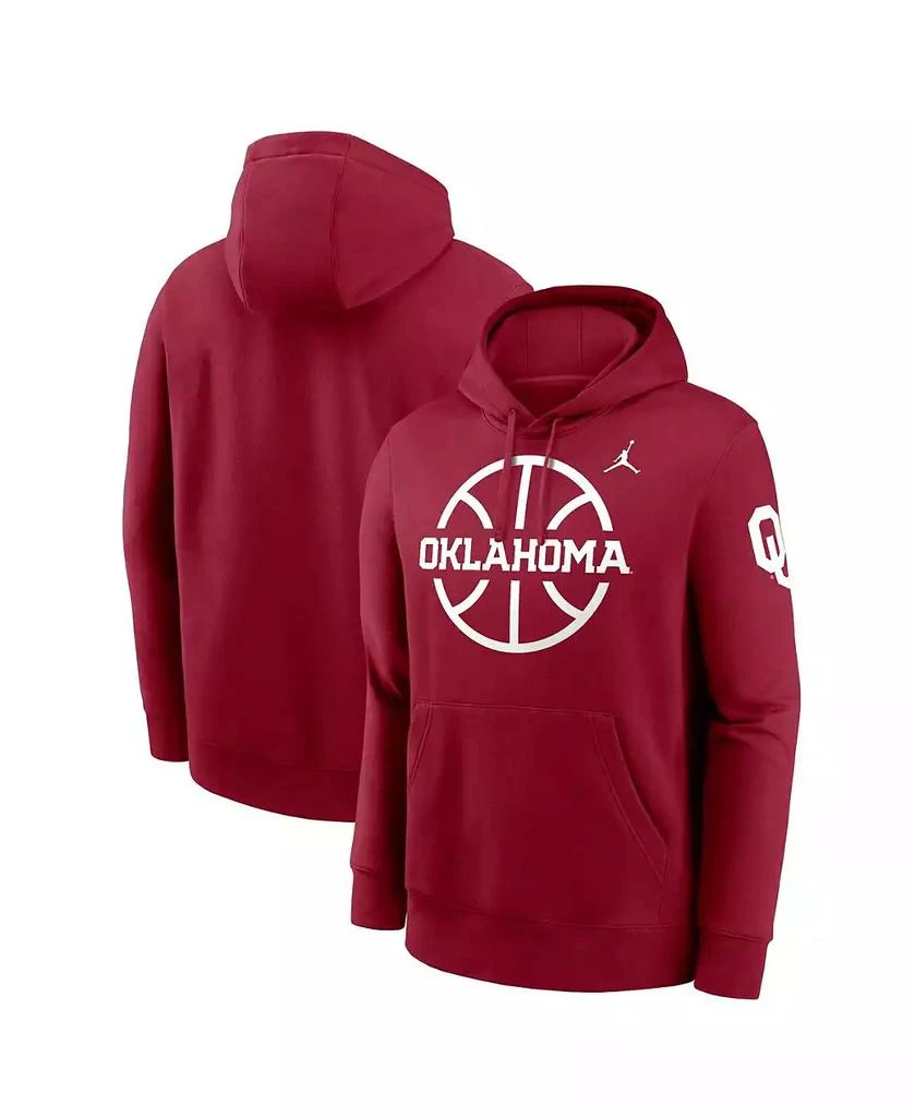 Jordan Men's Crimson Oklahoma Sooners Basketball Icon Club Fleece Pullover Hoodie 1