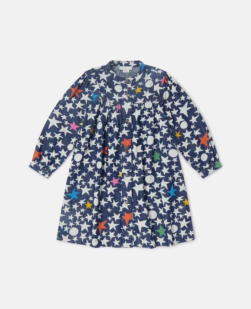 Stella McCartney Stella McCartney - Star Print Long-Sleeve Dress, Multicolour/Blue, Size: 8