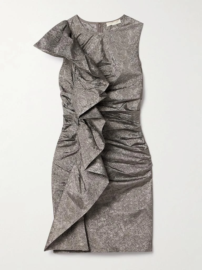 Ulla Johnson Estella 荷叶边金属感褶皱塔夫绸迷你连衣裙  - US0 1