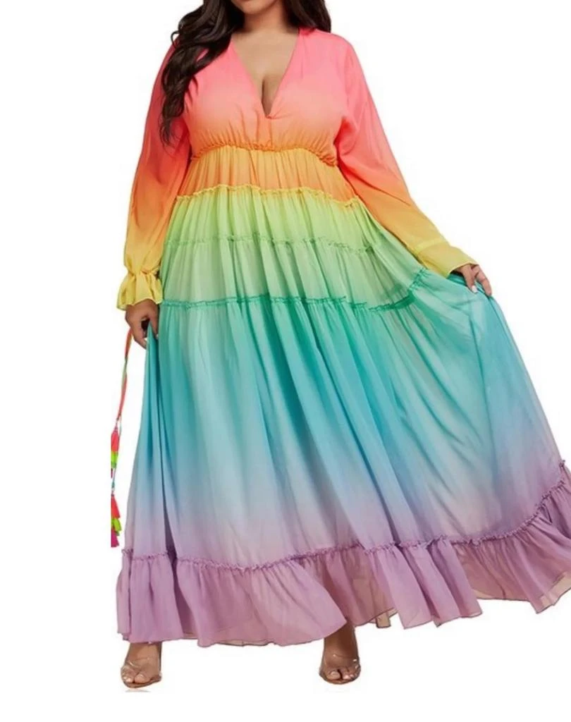 L'ATISTE Tiered Maxi Dress In Pastel Ombre 1