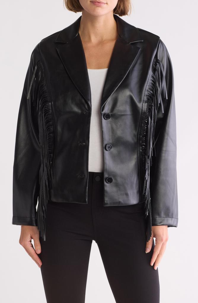 19 Cooper Faux Leather Fringed Blazer