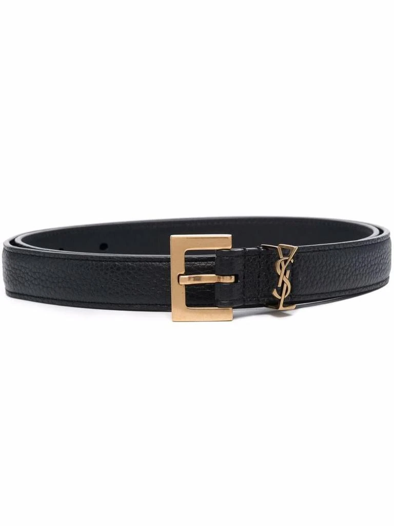 Yves Saint Laurent Saint Laurent Cassandre Thin Belt With Square Buckle In Grained Leather Accessories 1