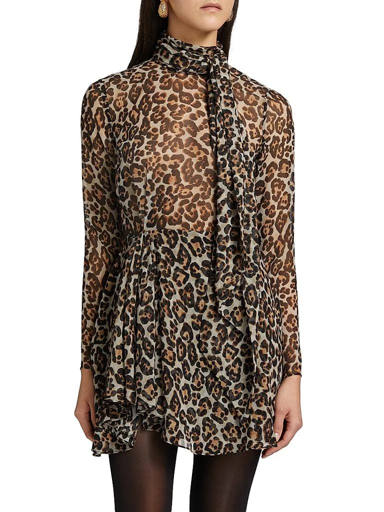 Ronny Kobo Carlotta Leopard Tieneck Minidress 3