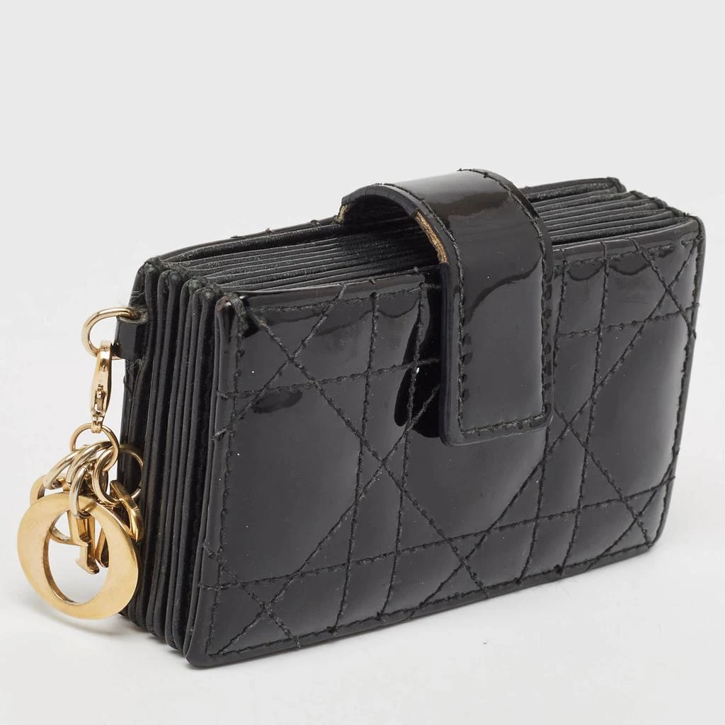 Dior Dior Black Cannage Patent Leather Lady Dior 5 Gusset Card Holder 5