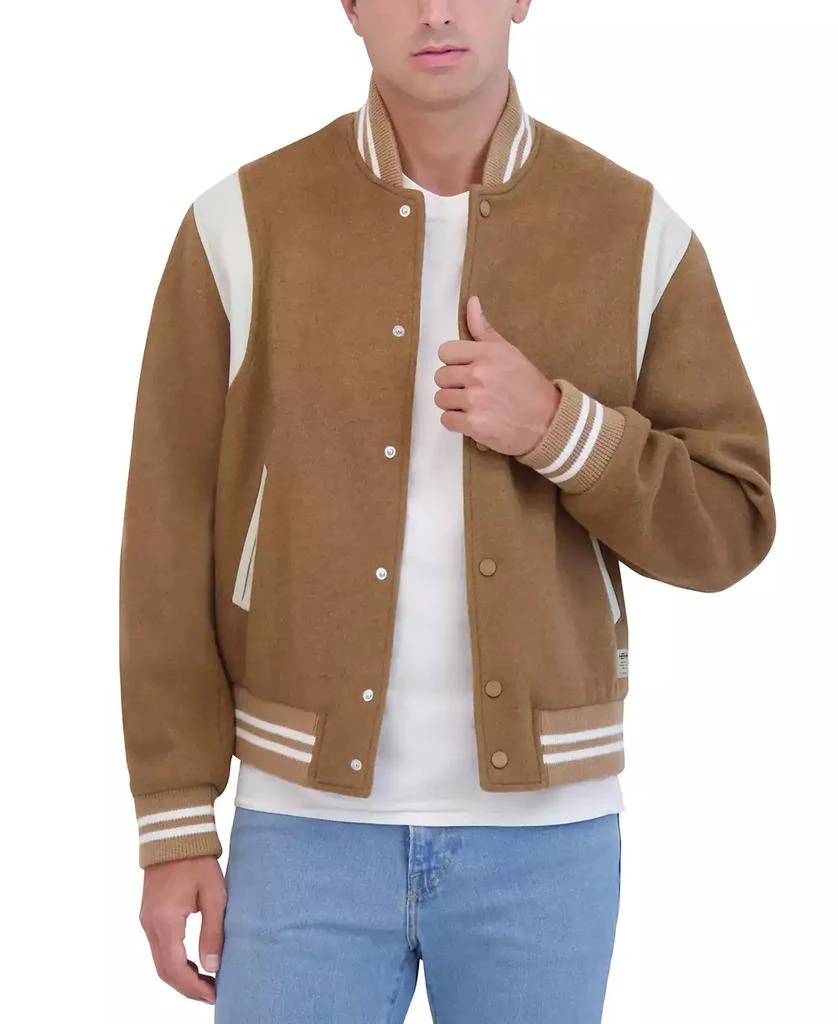 Hudson Men's Varsity Jacket with Faux Leather Trim 1