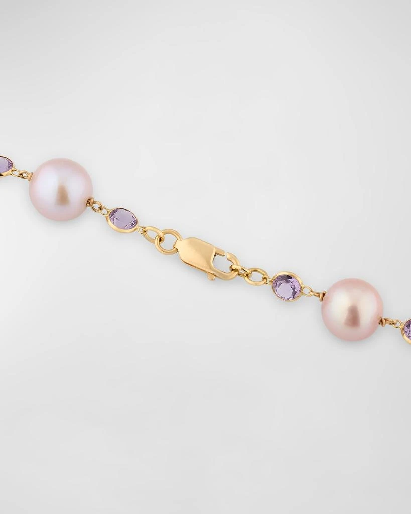 BELPEARL 18K Yellow Gold Amethyst and 10-13.4mm Kasumiga Pink Pearl Necklace 4