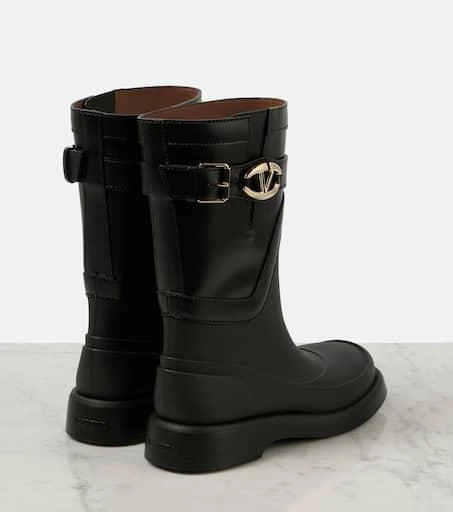 Valentino VGold leather-trimmed rain boots 3