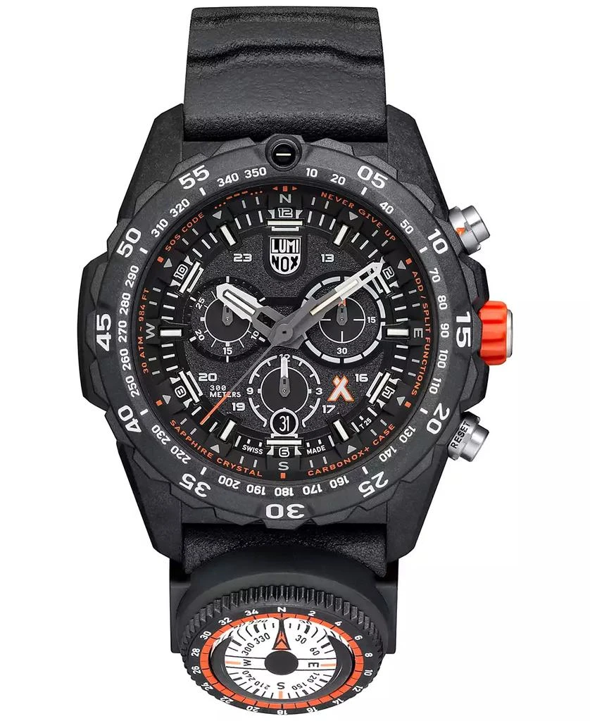 Luminox Men's Swiss Chronograph Bear Grylls Survival Master Series Compass Orange Rubber Strap Watch 45mm 2