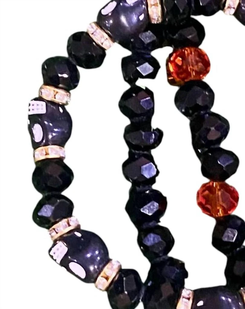 Sparkly South Wholesale Sparkly South Wholesale - Women
s Halloween Sugar Skull Beaded Stretchy Bracelet Set 3
