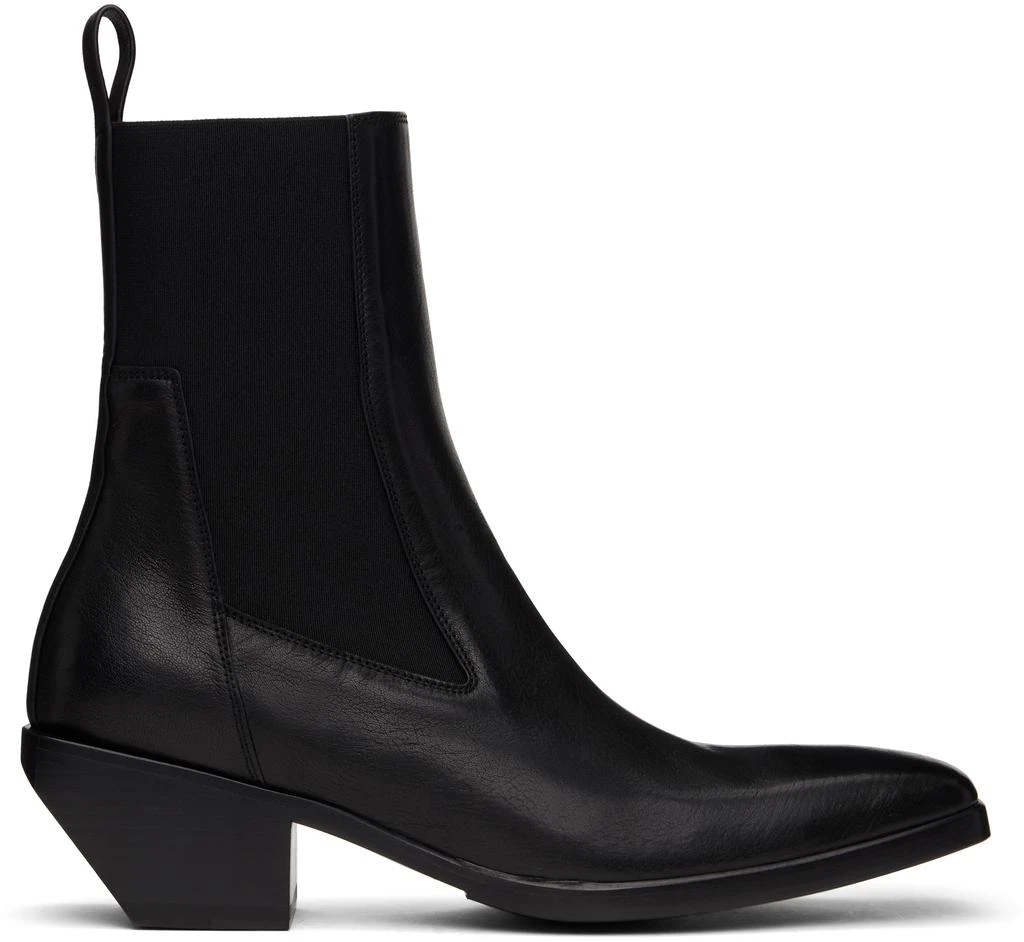Rick Owens Black Hollywood Heeled Sliver Chelsea Boots 1