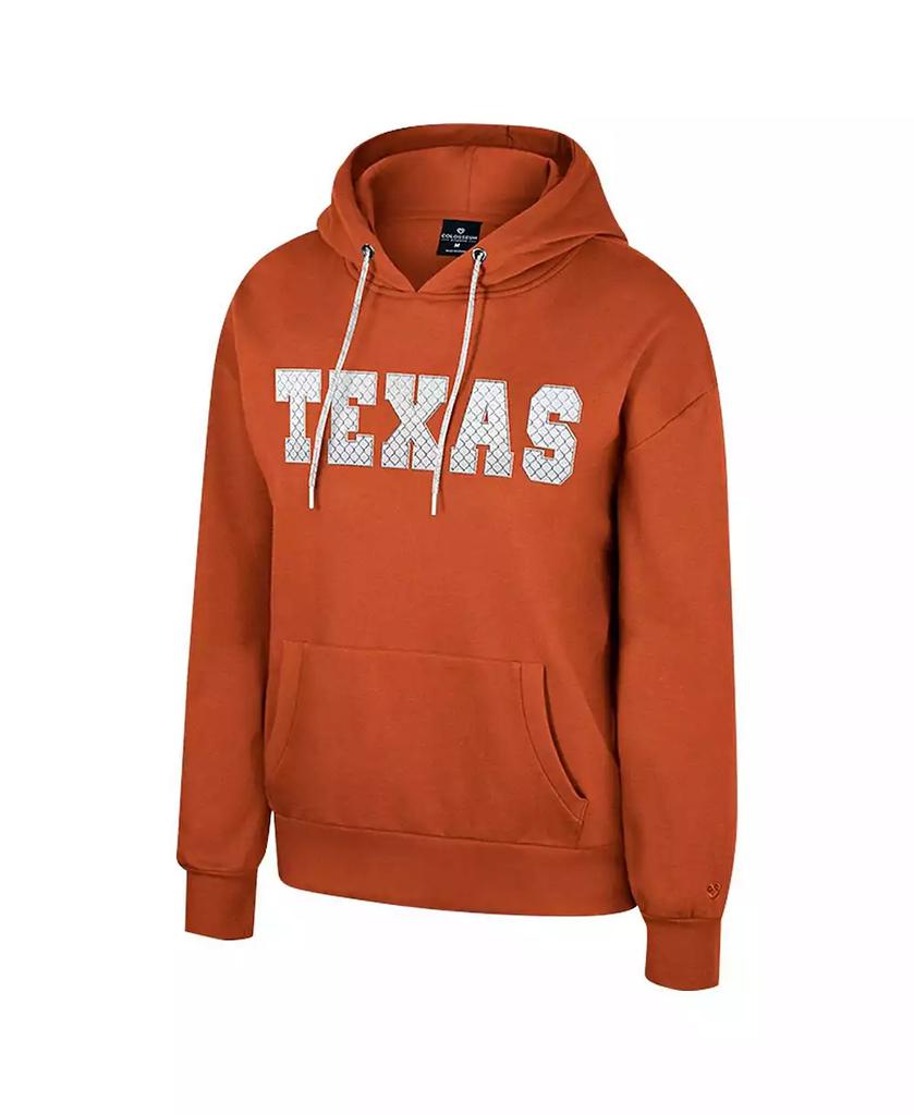 Colosseum Women's Texas Orange Texas Longhorns Reflection Rhinestone Drawcord Pullover Hoodie