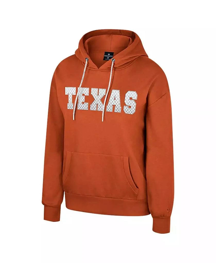 Colosseum Women's Texas Orange Texas Longhorns Reflection Rhinestone Drawcord Pullover Hoodie 2