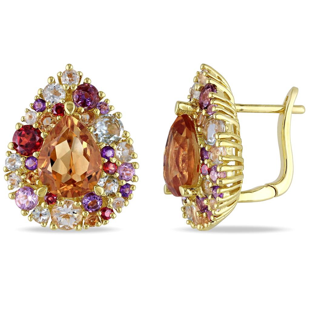 Mimi & Max 6 CT TGW Multi Gemstone Teardrop Earrings in Yellow Plated Sterling Silver