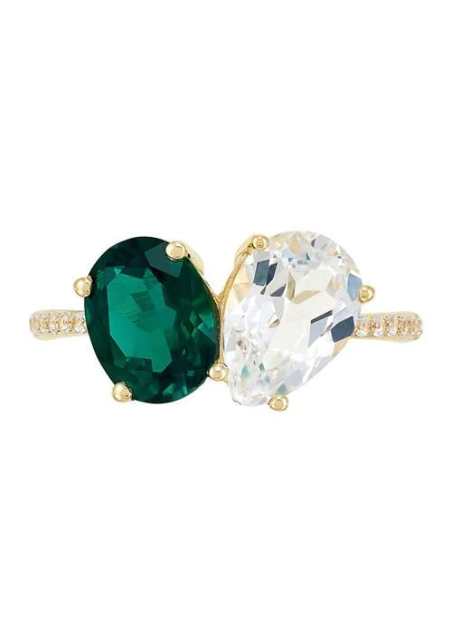 Belk 
Co. Created Emerald and Created White Sapphire Ring in 10K Yellow Gold