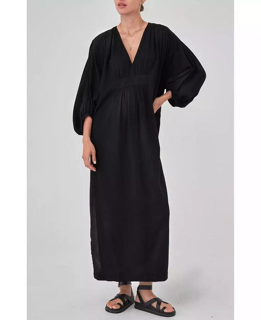 Ocean+Main Women's Ocean+Main Rouched Shoulder Maxi Cotton Caftan