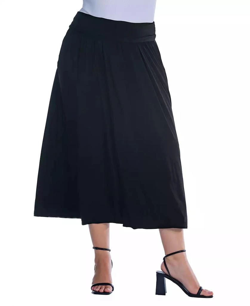 24seven Comfort Apparel Plus Size Foldover Maxi Skirt With Pockets 4