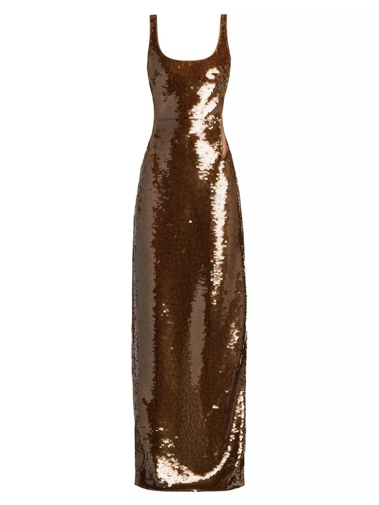Alberta Ferretti Sequined Scoopneck Gown 1
