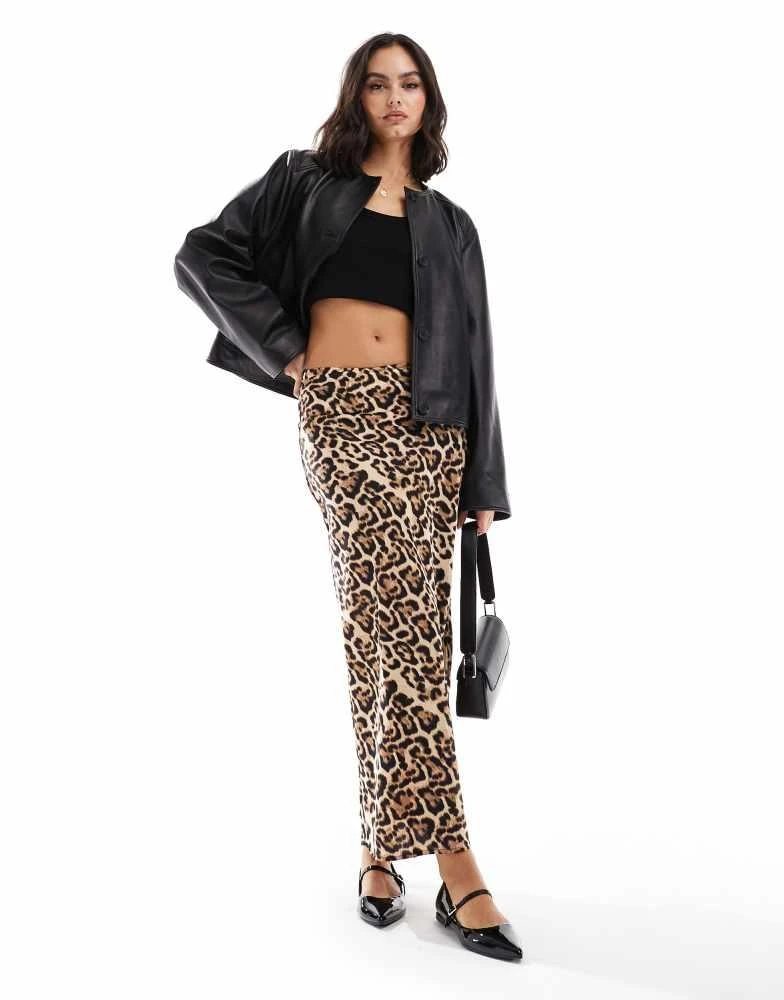 Brave Soul Brave Soul satin maxi skirt in leopard print 1