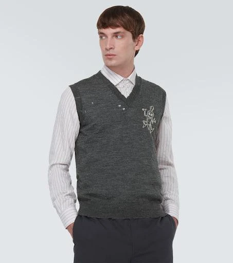 MAISON MARGIELA Printed distressed wool sweater vest 3