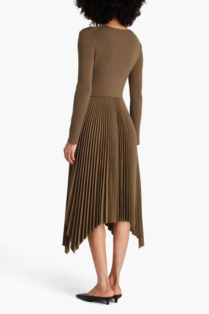 JOSEPH Pleated ribbed wool-blend and flannel midi dress 3