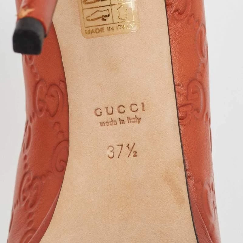 Gucci Gucci Brown Guccissima Leather Open Toe Pumps Size 37.5 8