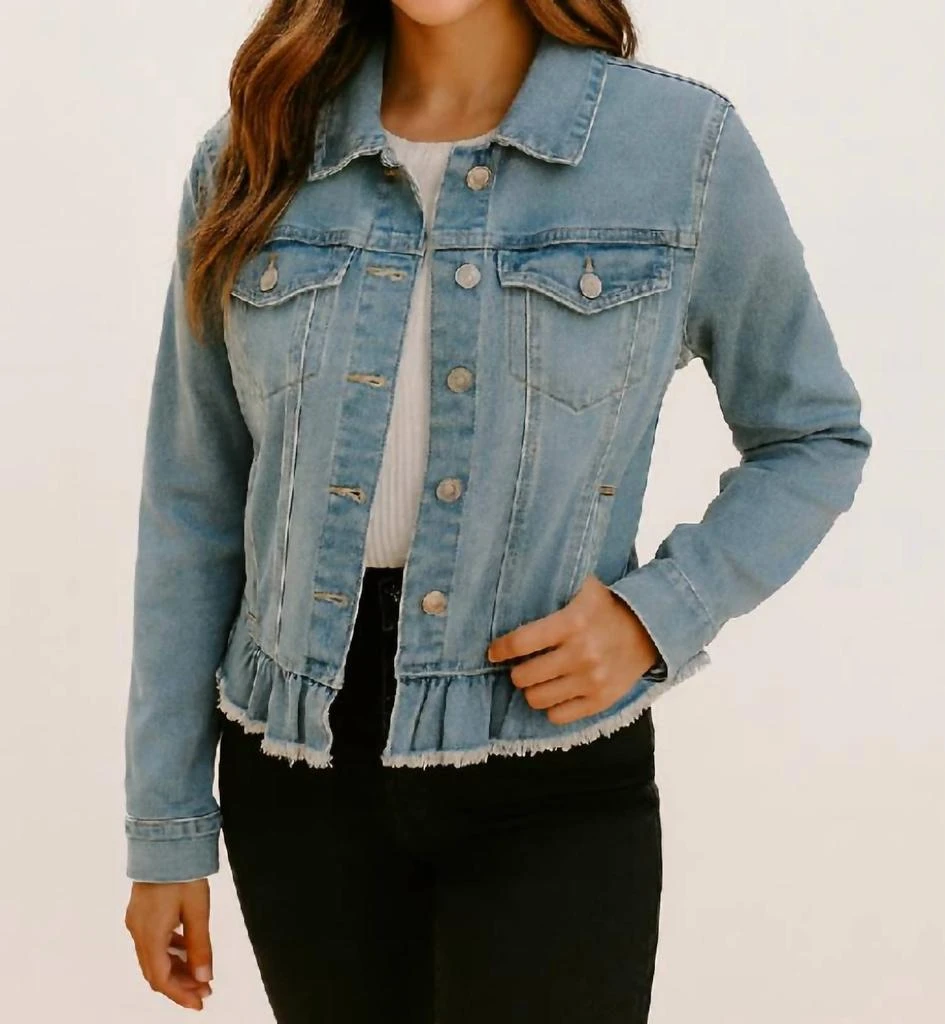 Baccini Baccini - Peplum Hem Denim Jacket