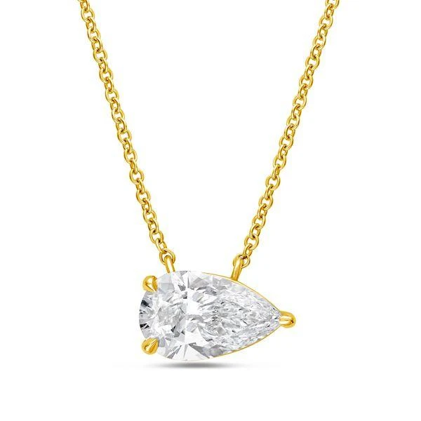 Diana M Jewels 14kt yellow gold lab grown pear shape east west diamond pendant weighing 6.00 ct in a prong setting