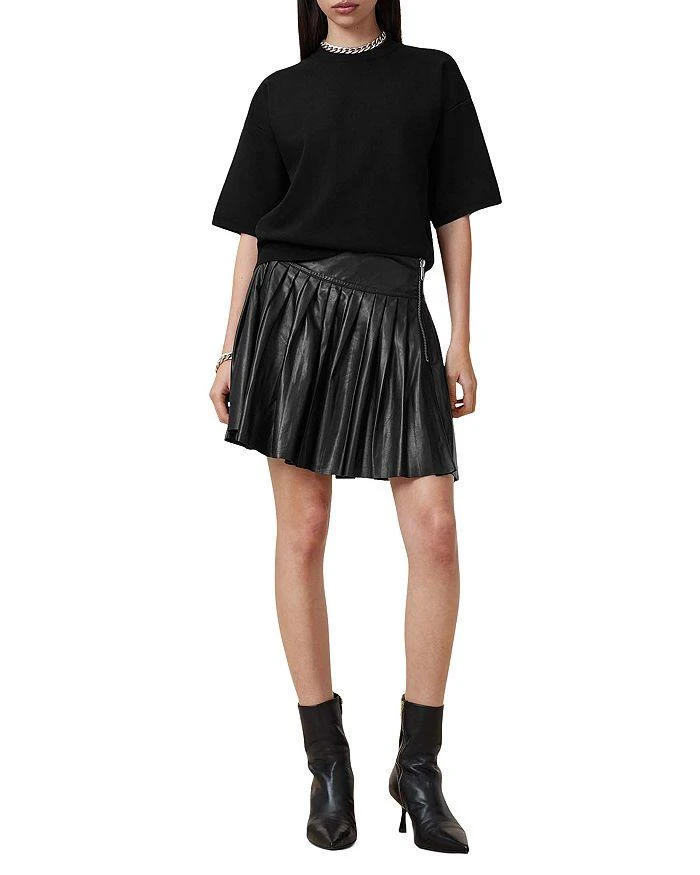 ALL SAINTS Vena Lea Leather Kilt Skirt 6