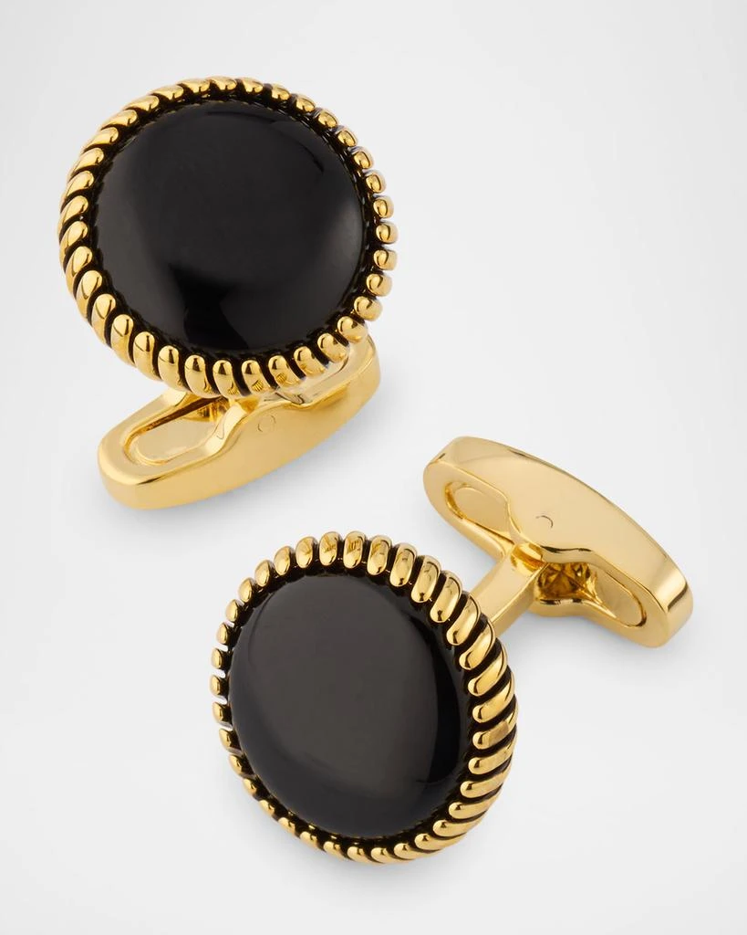Shop Men's Black Onyx Rope-Border Cufflinks on Sale at BeyondStyle