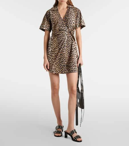 Ganni Leopard-print cotton wrap dress 2