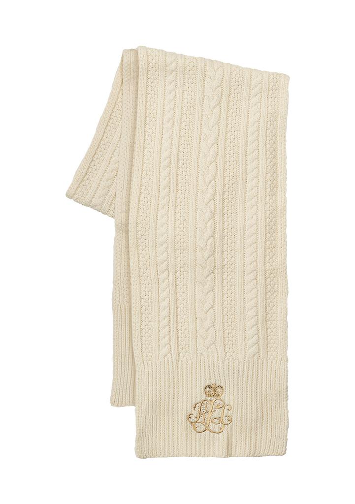 Ralph Lauren Cable Scarf with Direct Embroidery and Stones